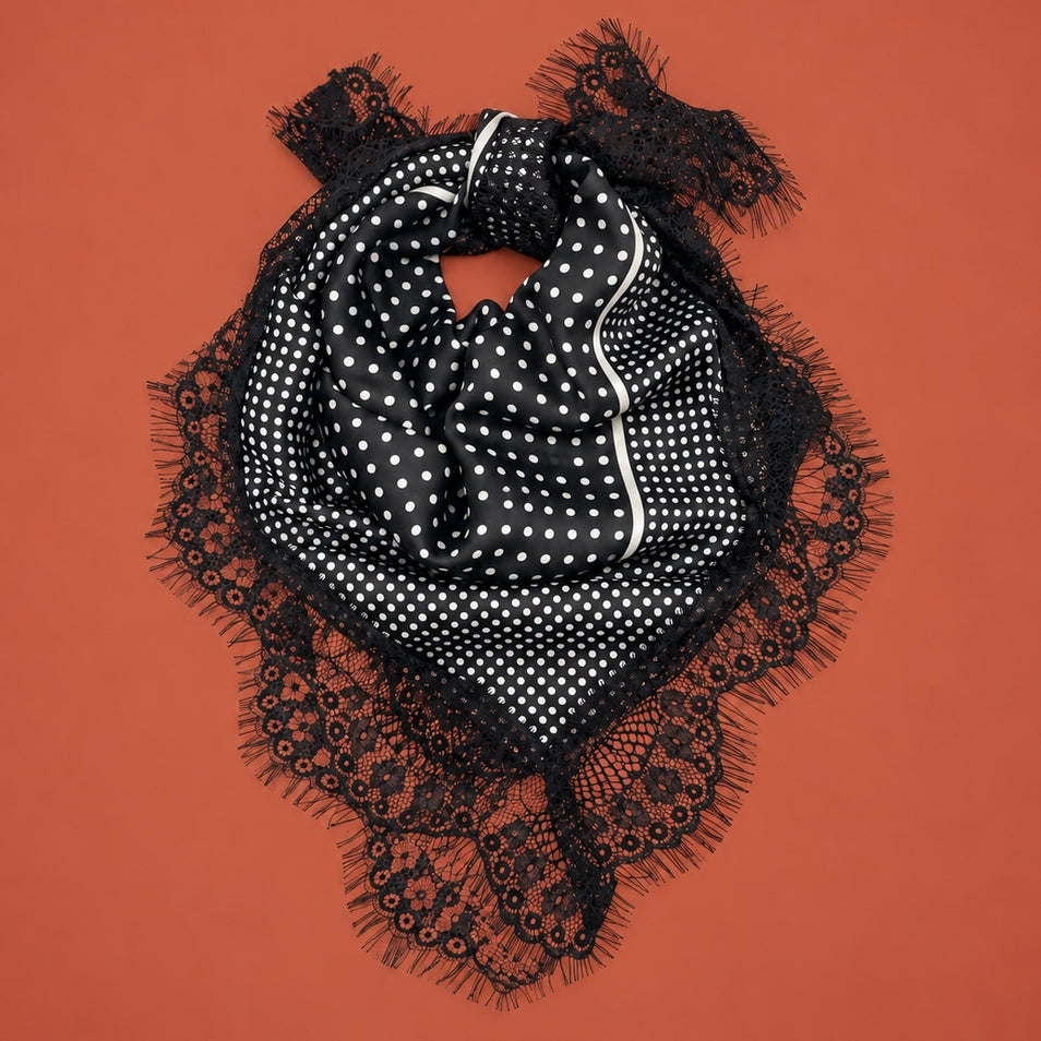 Lace Trim Square Scarf