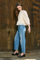 Smocked Long Sleeve Swiss Blouse