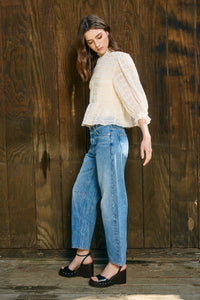 Smocked Long Sleeve Swiss Blouse