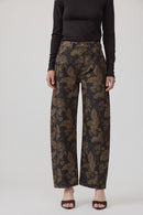 Dark Floral Barrel Jeans