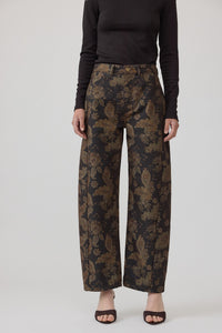 Dark Floral Barrel Jeans