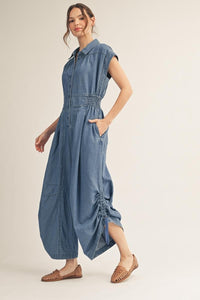 Side Drawstring Hem Jumpsuit