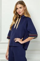 Quarter Sleeve Banded Hoodie