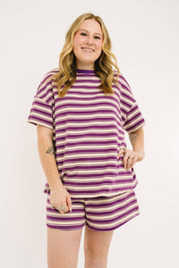 Women's Plum Stripe Slouchy Set