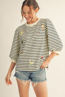 Icon Embroidered Striped Top