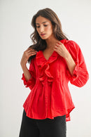 Red Ruffled Blouse