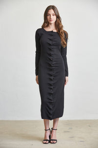 Ruffled Button Up Midi Dress