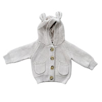 Taupe Bear Knit Hoodie