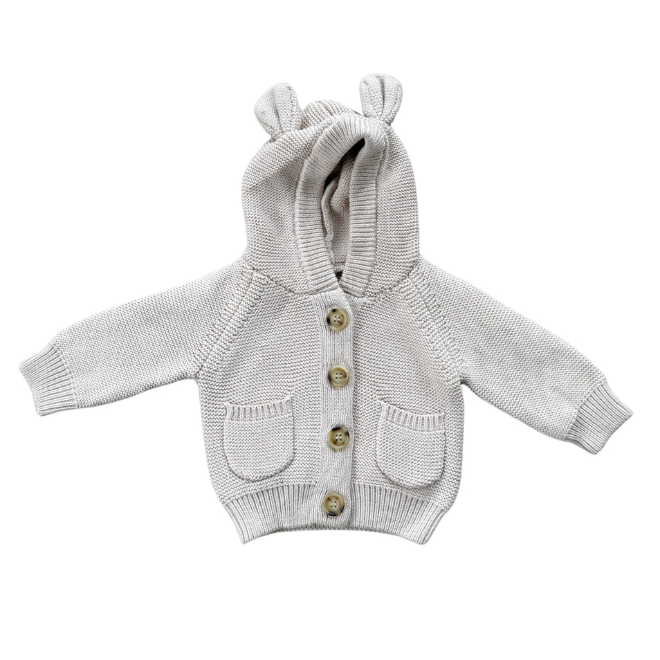 Taupe Bear Knit Hoodie