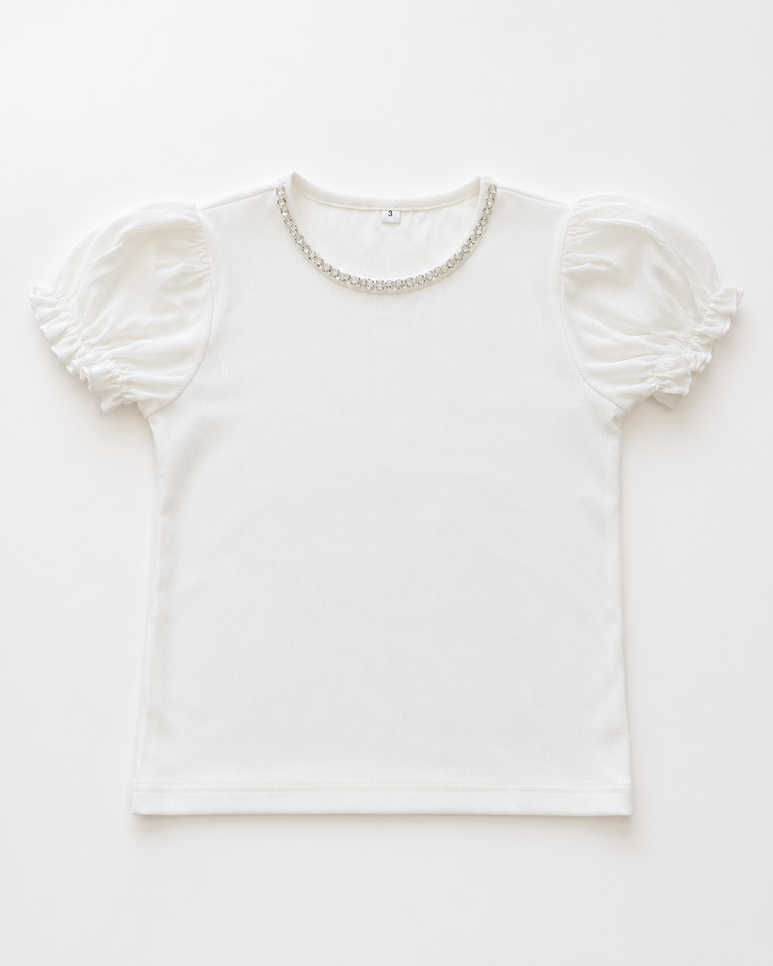 White Gem Ribbed Top