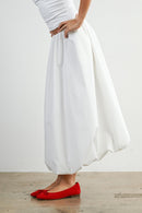 White Bubble Hem Midi Skirt