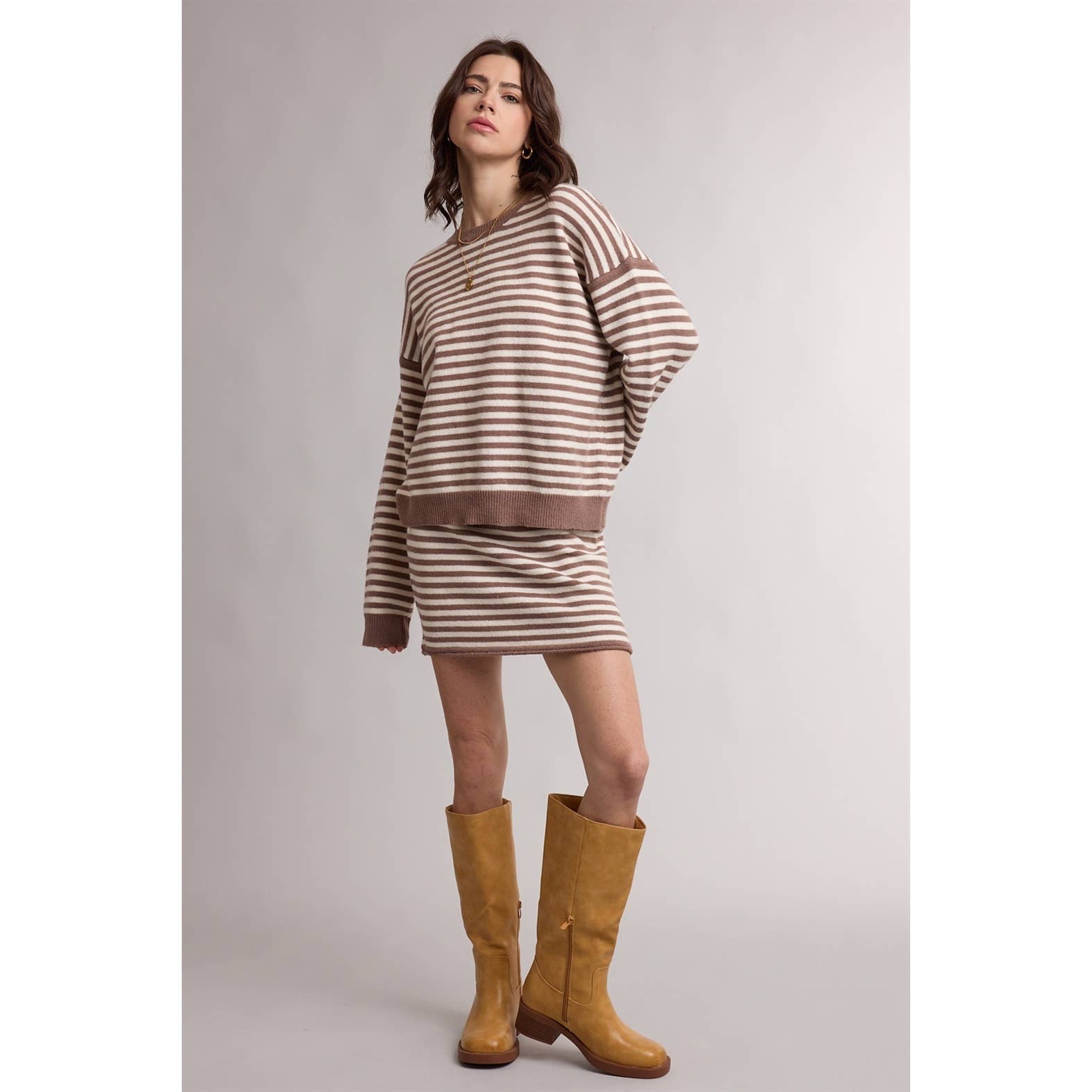 Striped Sweater Skirt Set