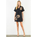 Embroidered Floral Collared Mini Dress