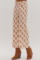 Botanical Print Wide Leg Pants