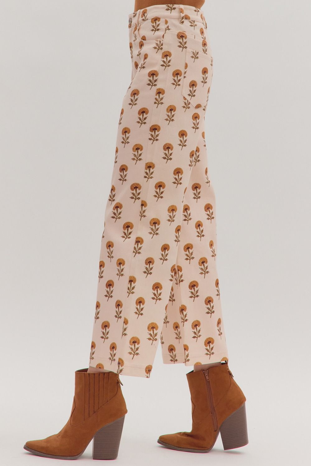 Botanical Print Wide Leg Pants