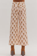 Botanical Print Wide Leg Pants