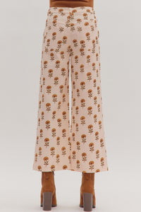 Botanical Print Wide Leg Pants