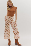 Botanical Print Wide Leg Pants