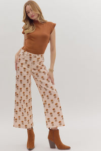 Botanical Print Wide Leg Pants