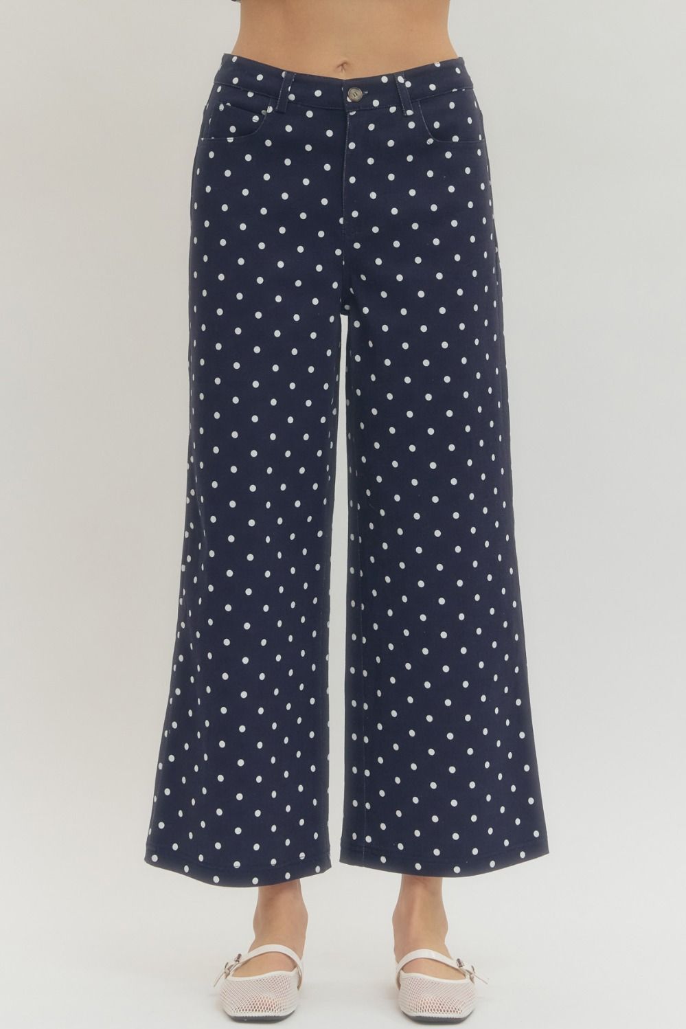 Navy Polka Dot Pants