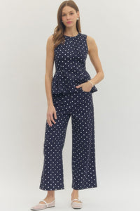 Navy Polka Dot Pants