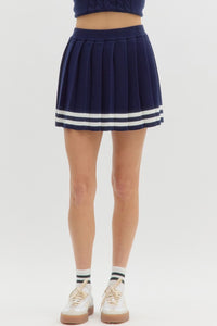 Pleated Varsity Striped Skort