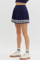 Pleated Varsity Striped Skort