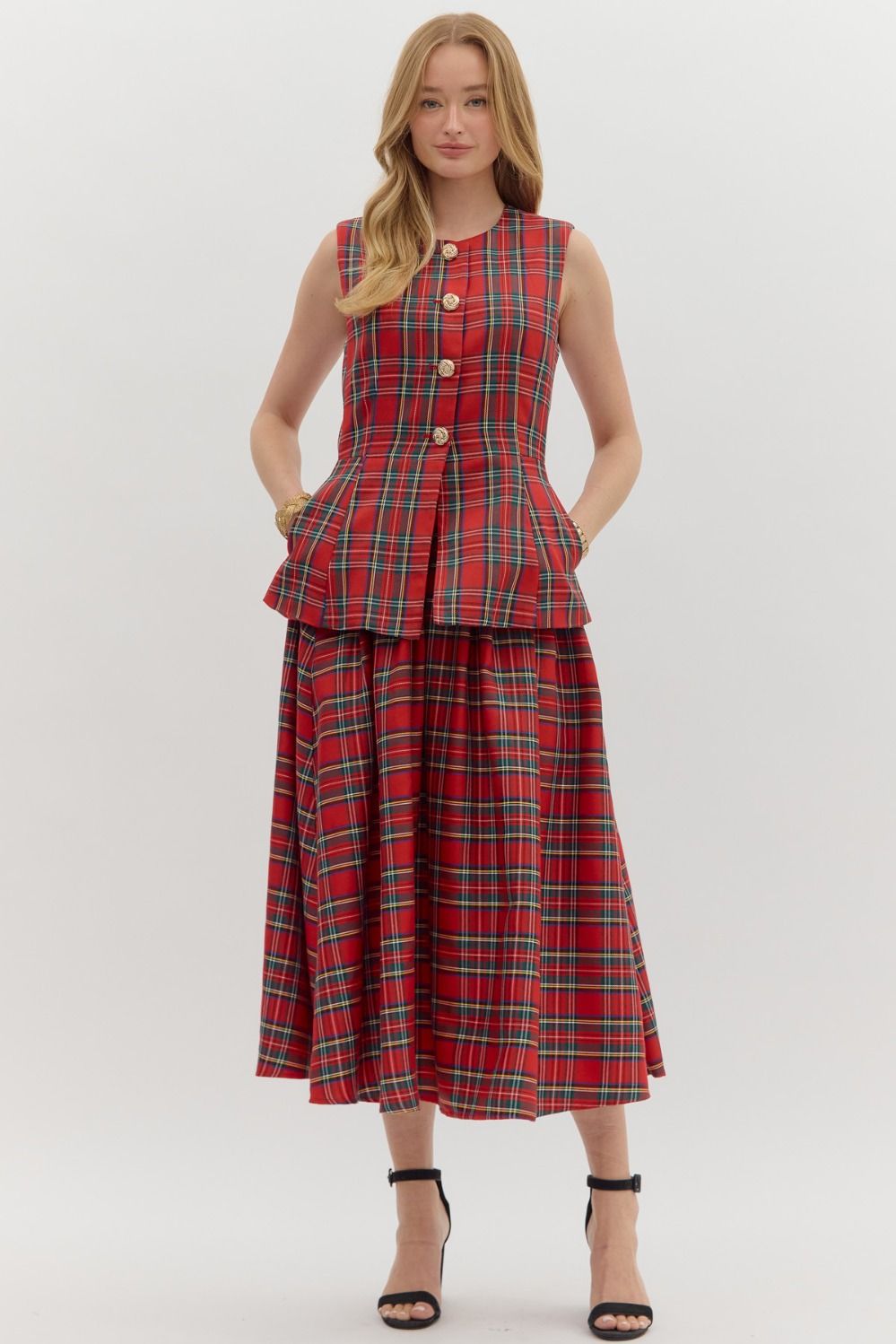Plaid Midi Skirt
