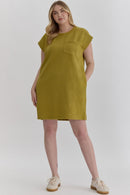 Olive Textured Tee Dress