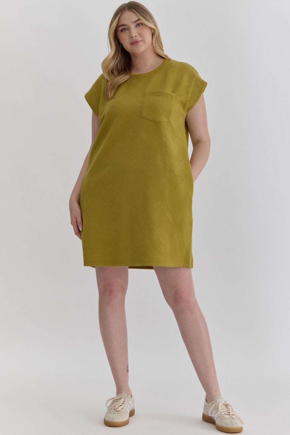 Olive Textured Tee Dress