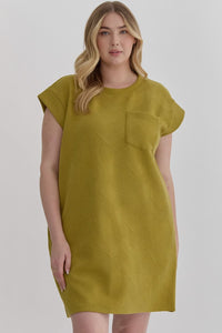 Olive Textured Tee Dress