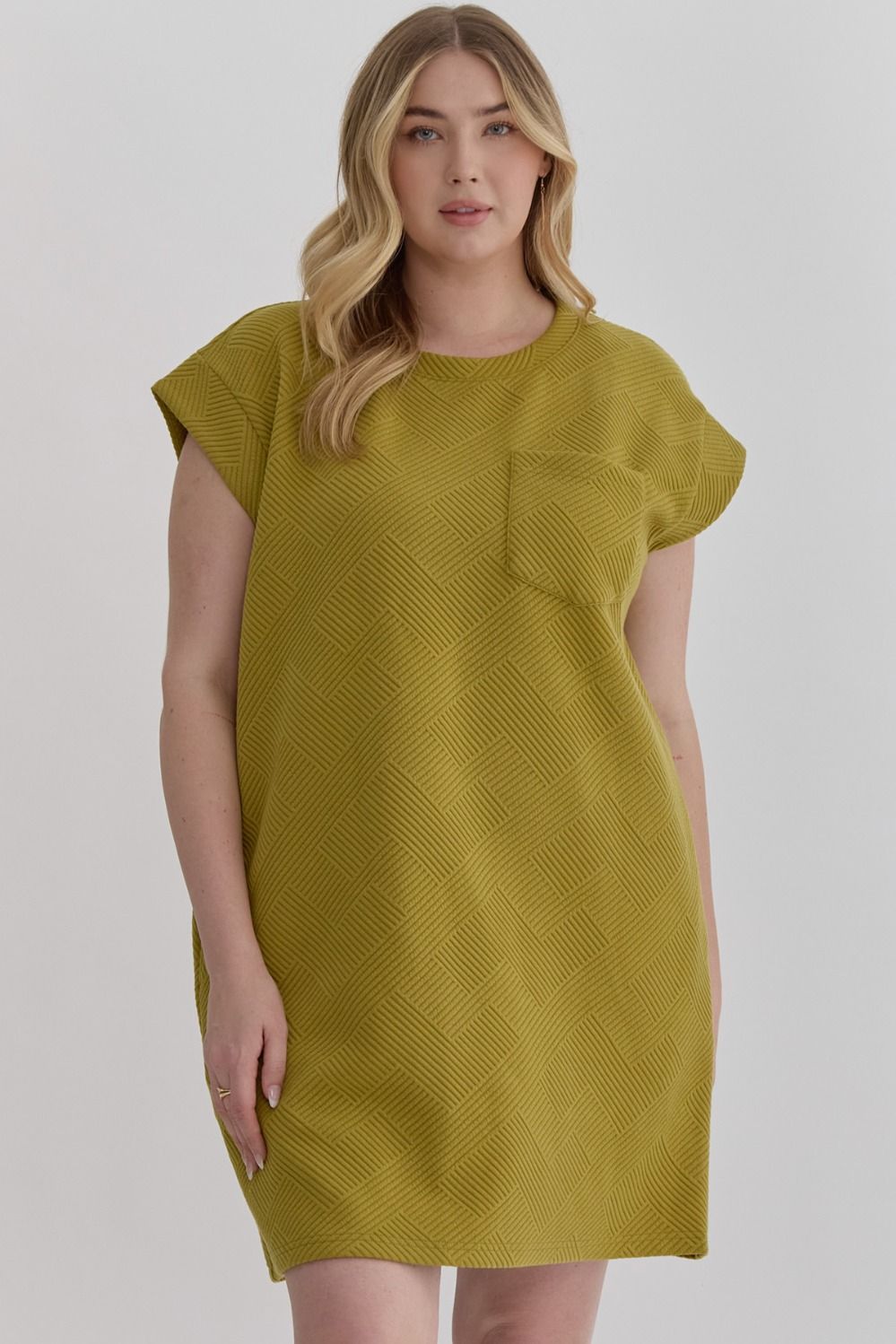 Olive Textured Tee Dress