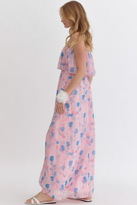 Floral Strapless Midi Dress