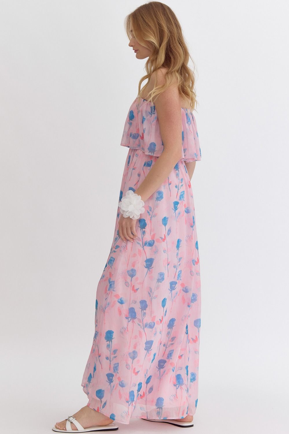 Floral Strapless Midi Dress