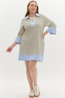 Striped Contrast Collar Dress