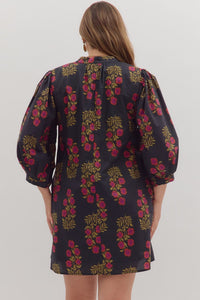 Puff Sleeve V-Neck Floral Dress