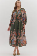 Floral Button-Front Midi Dress