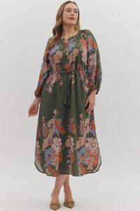 Floral Button-Front Midi Dress