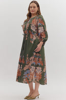 Floral Button-Front Midi Dress