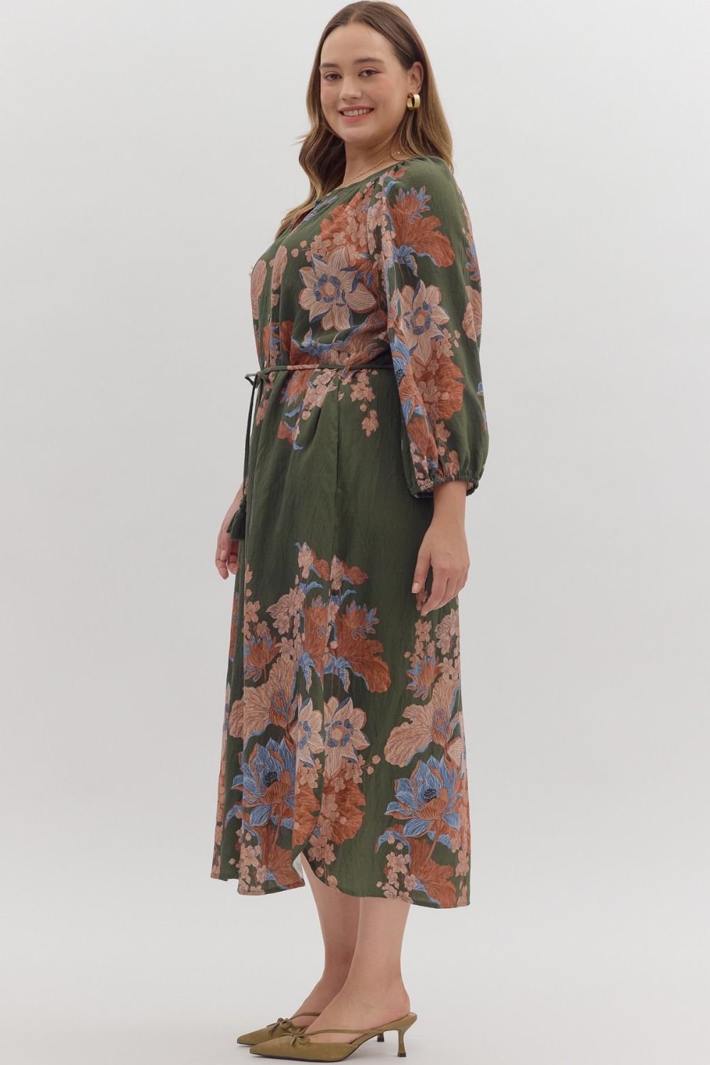 Floral Button-Front Midi Dress