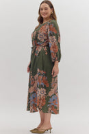 Floral Button-Front Midi Dress