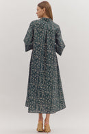 Contrast Collar Floral Maxi Dress