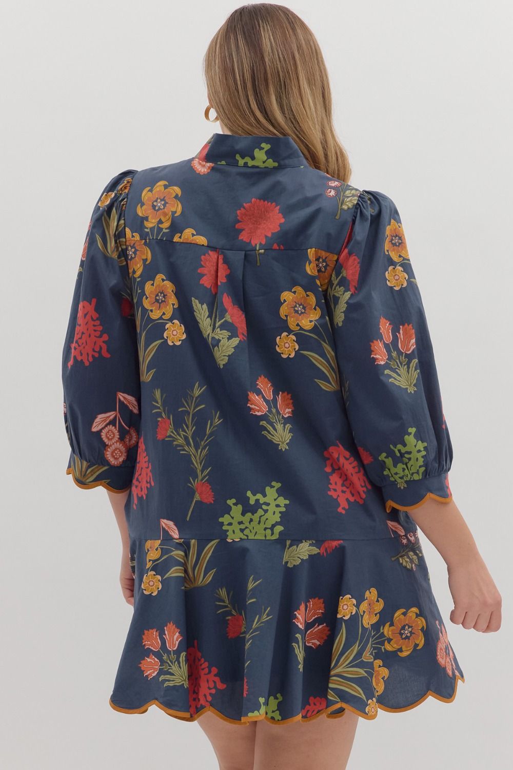 Floral Scalloped Hem Mini Dress