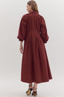 Solid Long Sleeve Midi Dress