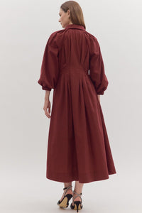 Solid Long Sleeve Midi Dress