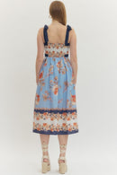 Contrast Trim Floral Midi Dress