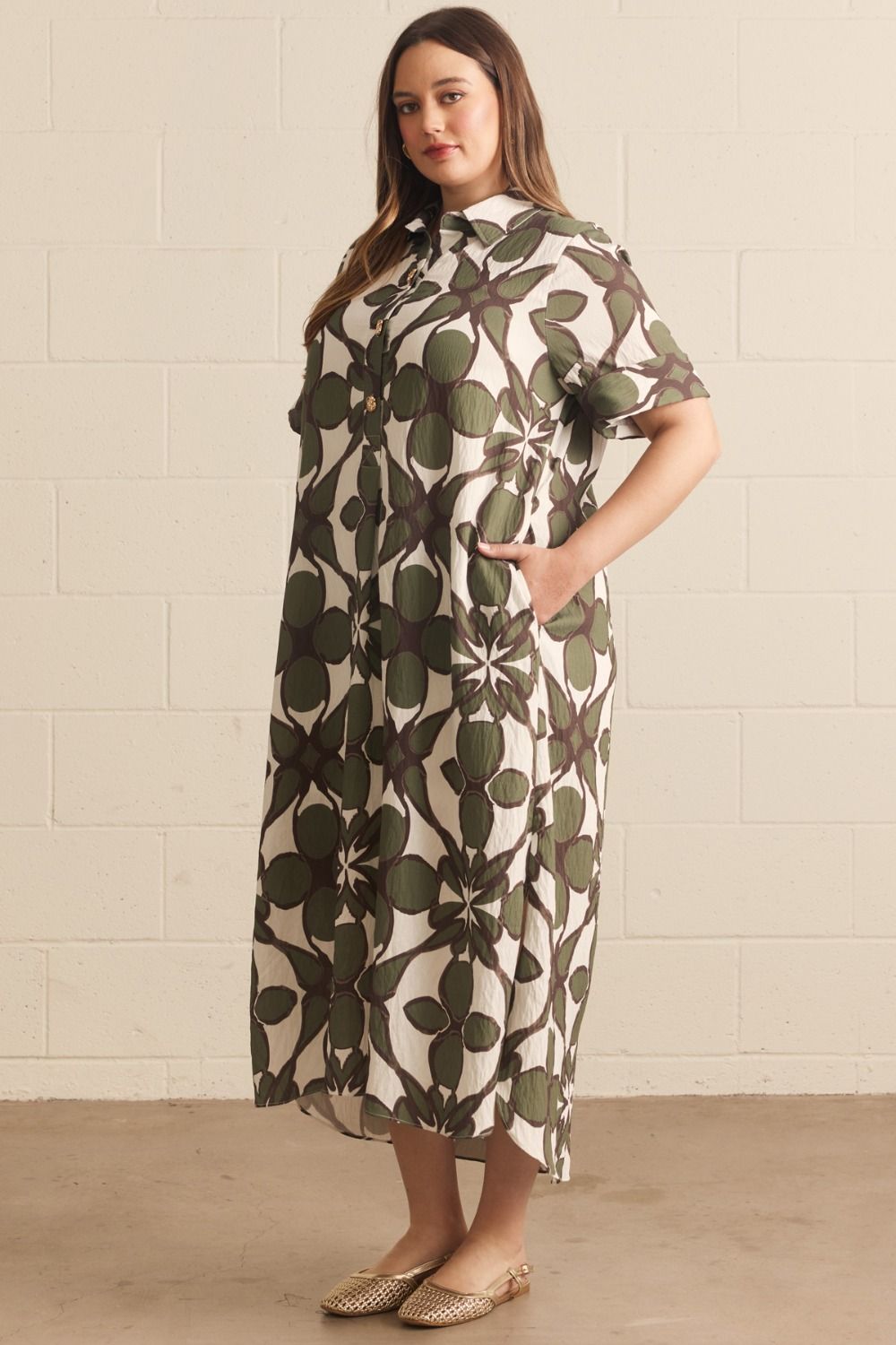 Abstract Floral Midi Dress