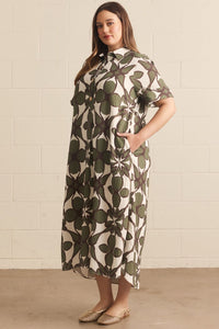 Abstract Floral Midi Dress