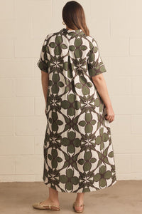 Abstract Floral Midi Dress
