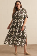 Abstract Floral Midi Dress